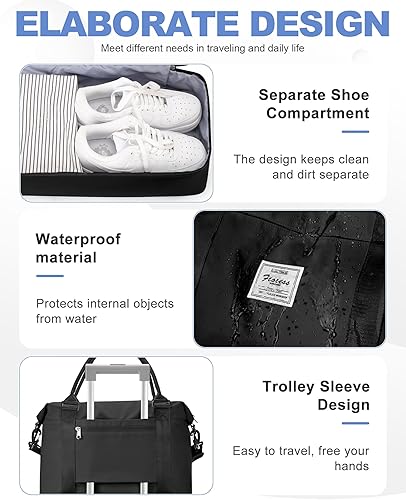 Miniatura 5 de Bolsas de fin de semana para mujer bolsa de transporte bolsa de noche con funda de carrito bolsa de gimnasio deportiva bolsa de viaje para mujer