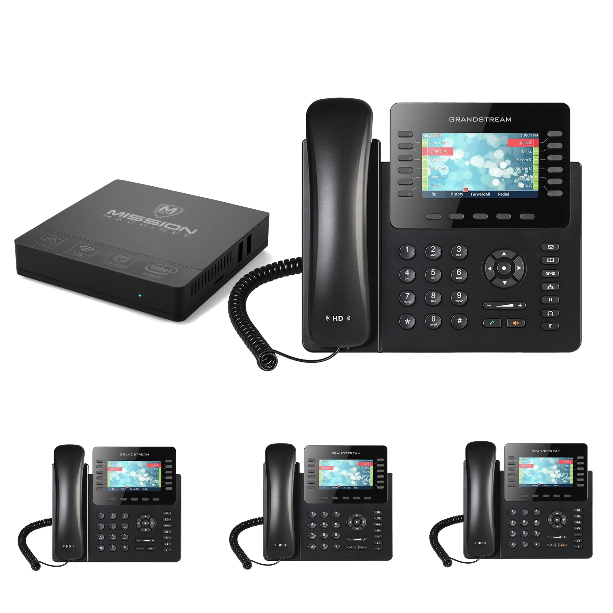 Business Phone System 'Mission Machines' G300: Includes Grandstream 2170 Phones + 'Mission Machines' Server + Free 3 Months of 'Mission Machines' Phone Service (4 Phone Bundle)