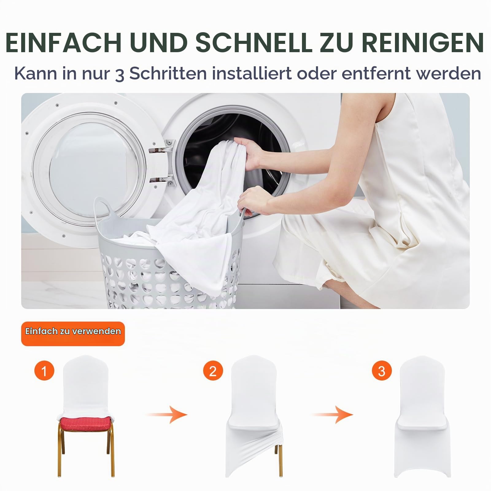 VEVOR Stuhlhussen Weiß, Abnehmbare & Waschbare Stuhlabdeckung, für Hochzeiten, Feiertage, Bankette, Partys, 30 Stücke