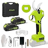 YOUGFIN Electric Pruning Shears for Garden, LED Display Screen & Counting Function, 40mm(1.6 Inch) Cutting Diameter Brushless Tree Pruner, 2 Rechargeable 2.0Ah Batteries & Replacement Blades Set 40mm Pruning Shear