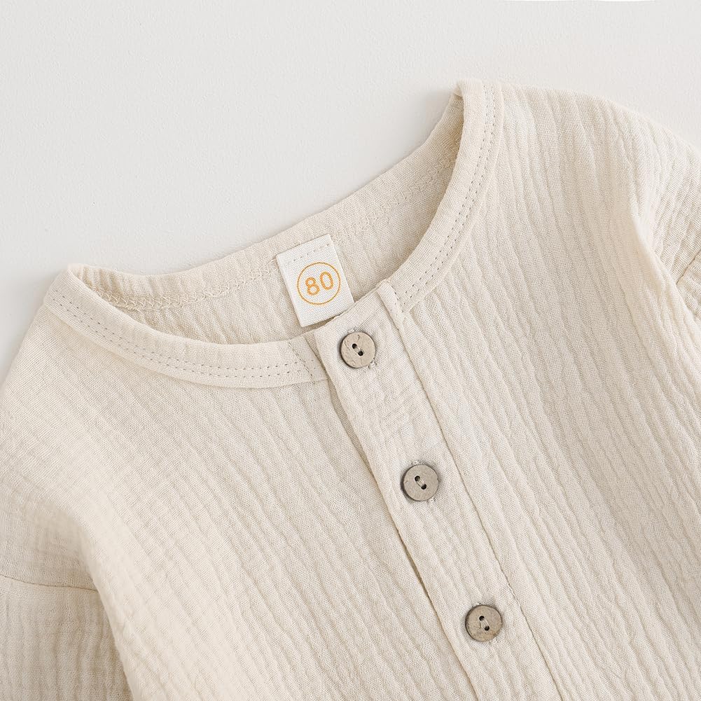 Thorn Tree Toddler Boys Girls Fall Outfits Long Sleeve Button Down Shirt Elastic Waist Pants 2Pcs Little Kids Clothes Set - Image 3