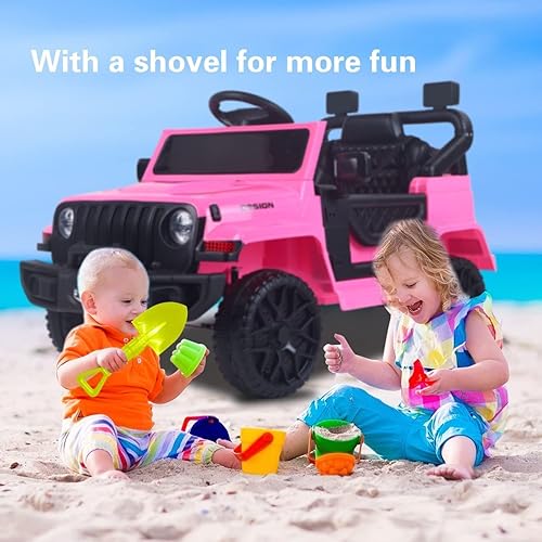 Miniatura 9 de Camión eléctrico de 12 V para niños con control remoto para padres, vehículos motorizados a batería, 1-3 años de edad, Bluetooth, luces LED, ruedas