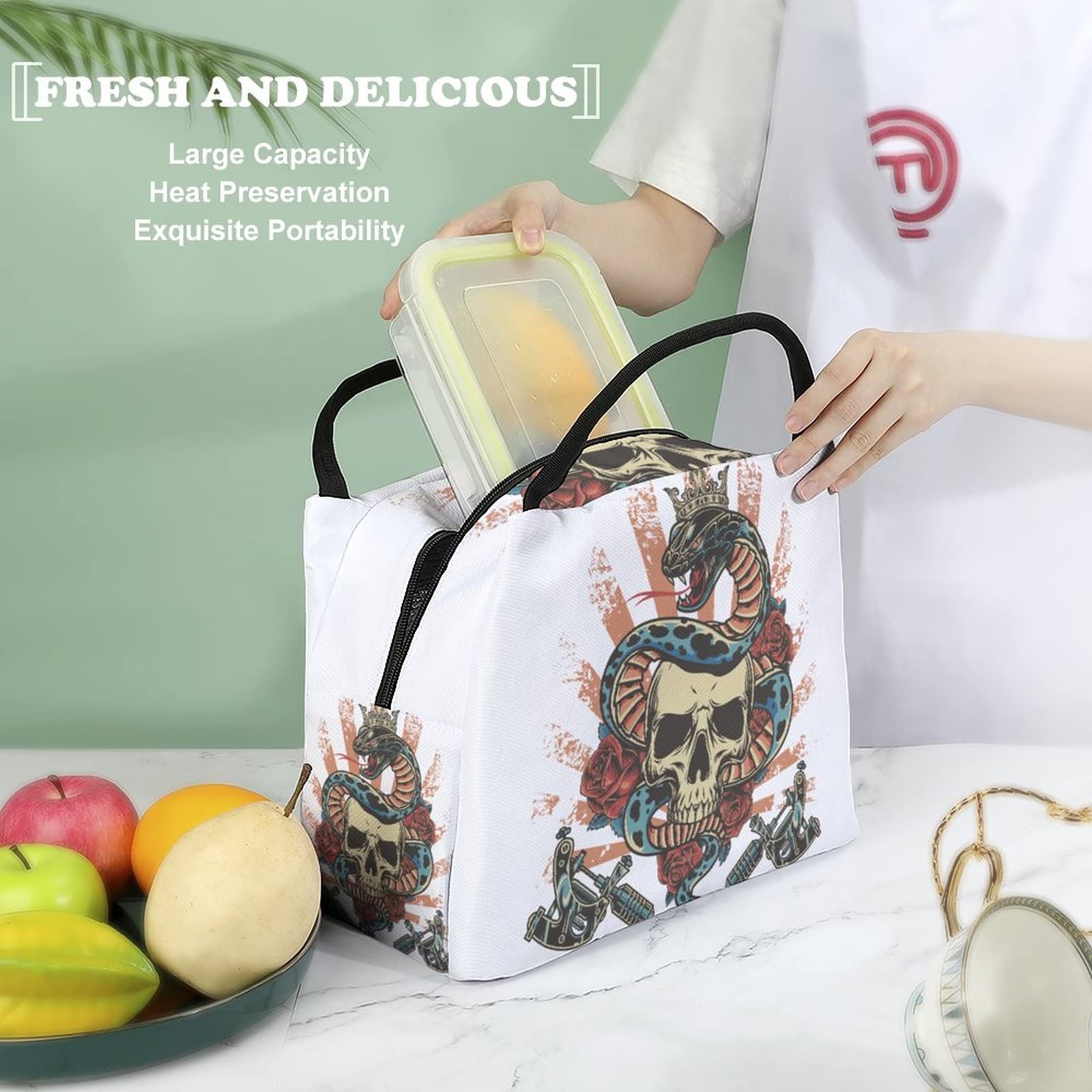 Borsa da pranzo portatile a isolamento termico in poliestere con sacchetto di ri