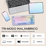 EPOMAKER Aula F75 ISO-ES Tastiera Meccanica Spagnolo con Maniglia, Tastiera Wireless Gaming, BT/2.4G/USB, Gasket Cremoso, Retroilluminazione RGB, Hot-Swap, 75%, PBT Keycap (Blu sale marino) - 4