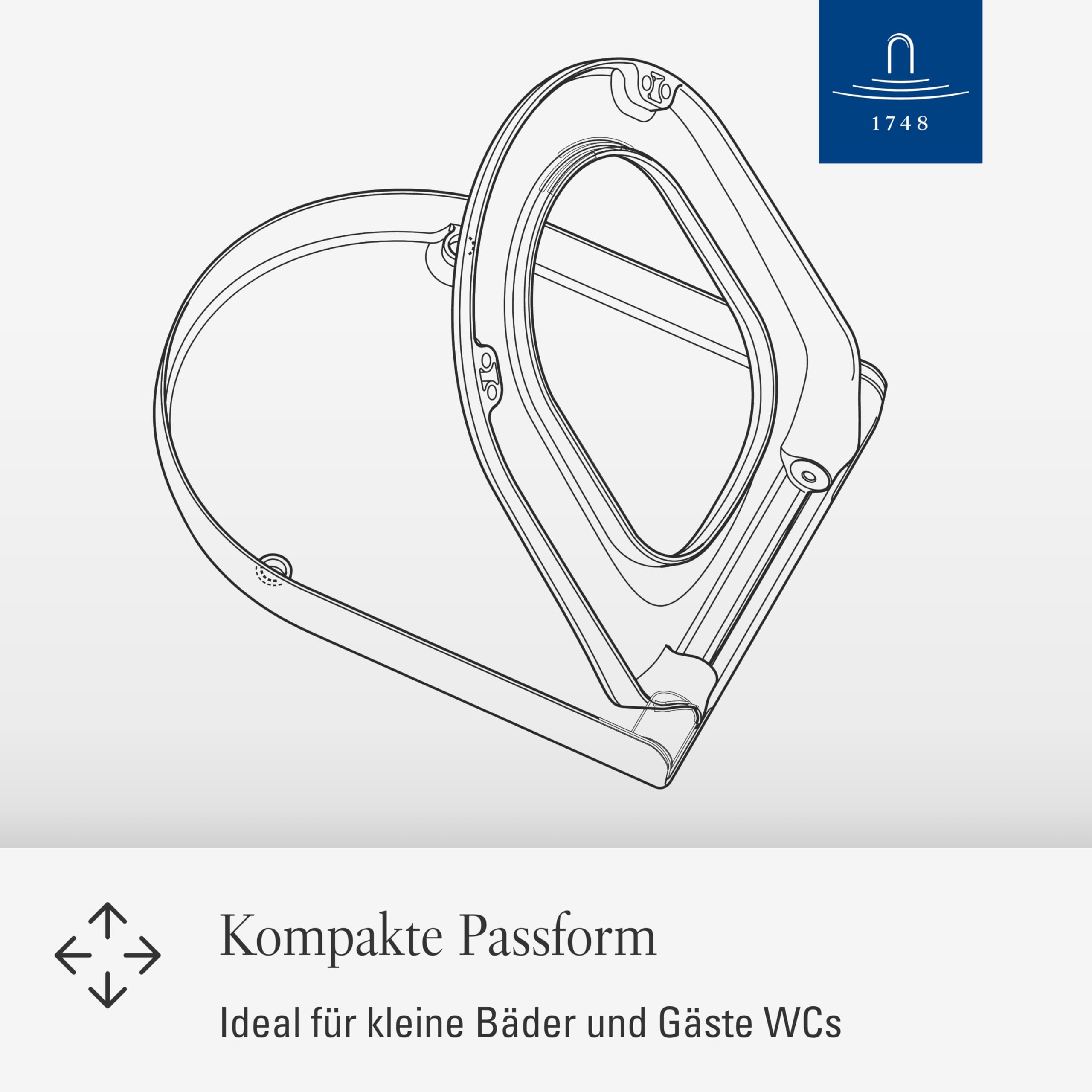 Villeroy & Boch Architectura Compact WC-Sitz, D-Form – Weiß Alpin, glänzend | Mit Edelstahl-Scharnieren, aus bruchsicherem Duroplast, Original Ersatzteil, 9M66E101