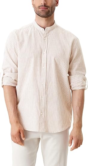 s.Oliver Camicia a Maniche Lunghe 2127455, Bianco, S Uomo