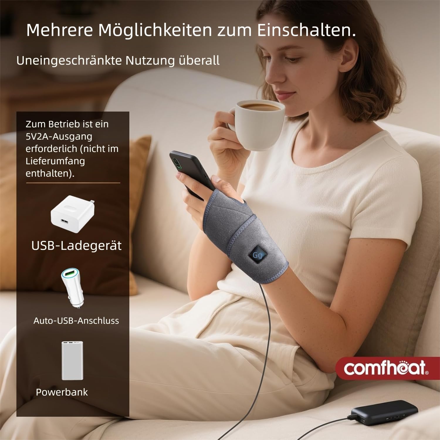 USB Warme Handgelenkstütze für Handgelenkschmerzlinderung, beheiztes Armband für Karpaltunnel Syndrom Tendinitis Linderung, Flexibler Anzug für beide linke rechte Hand