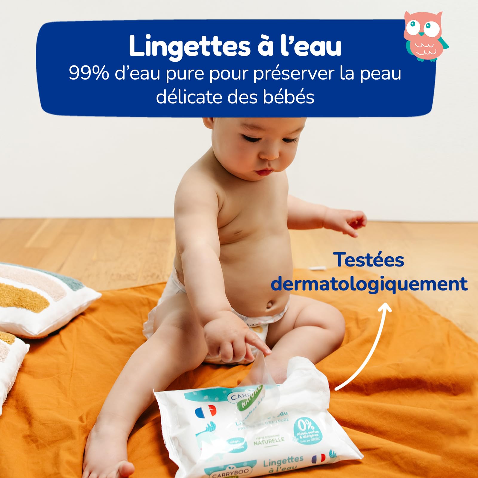 CARRYBOO - 4x58 Lingettes à l’Eau pure - Lingette Bébé Fibre 100% d'Origine Naturelle - Serviettes Nettoyantes Sans Allergènes - Soin Bébé Peaux Normales & Fragiles - 232
