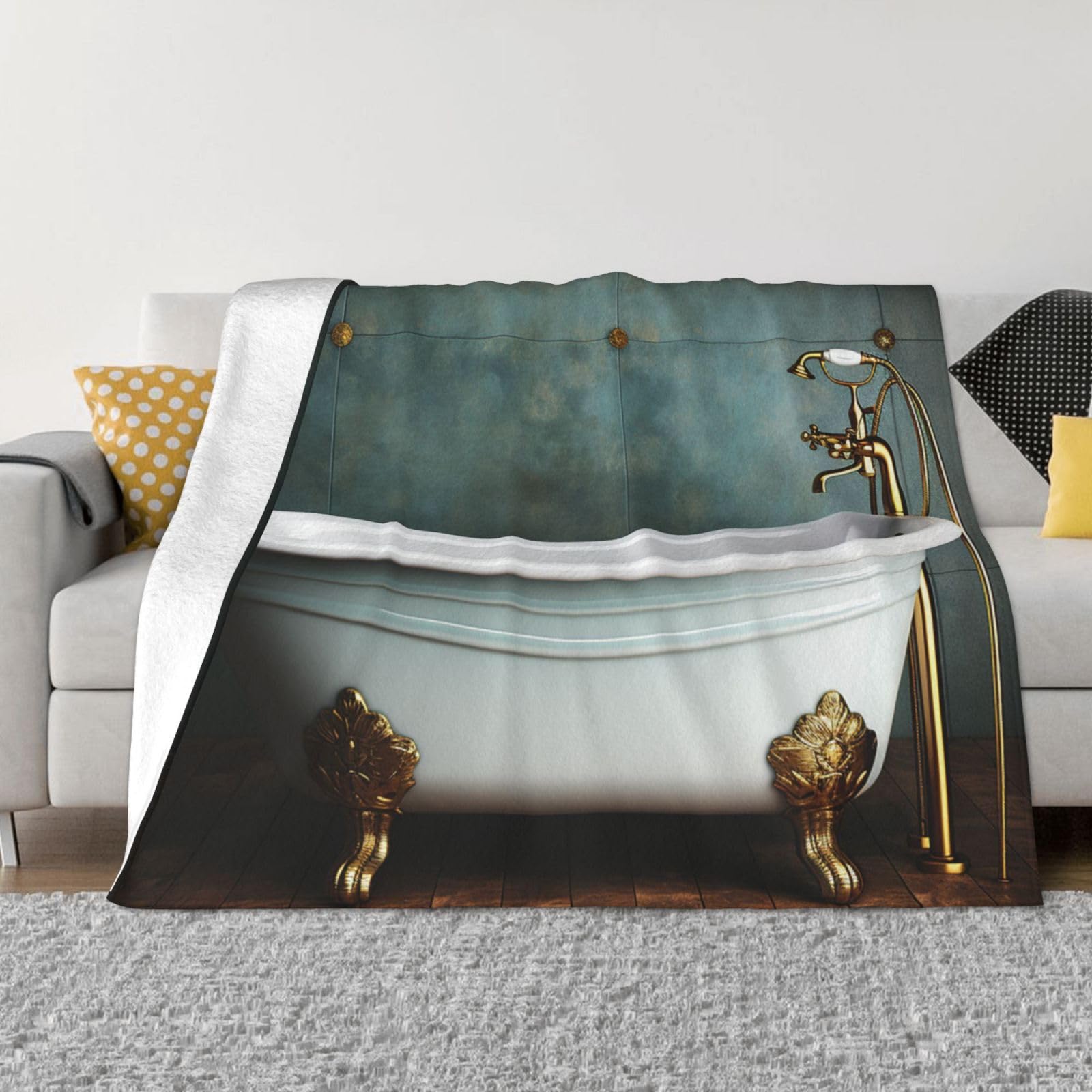 Couverture polaire en flanelle 152x127 cm pour lit et canapé vintage