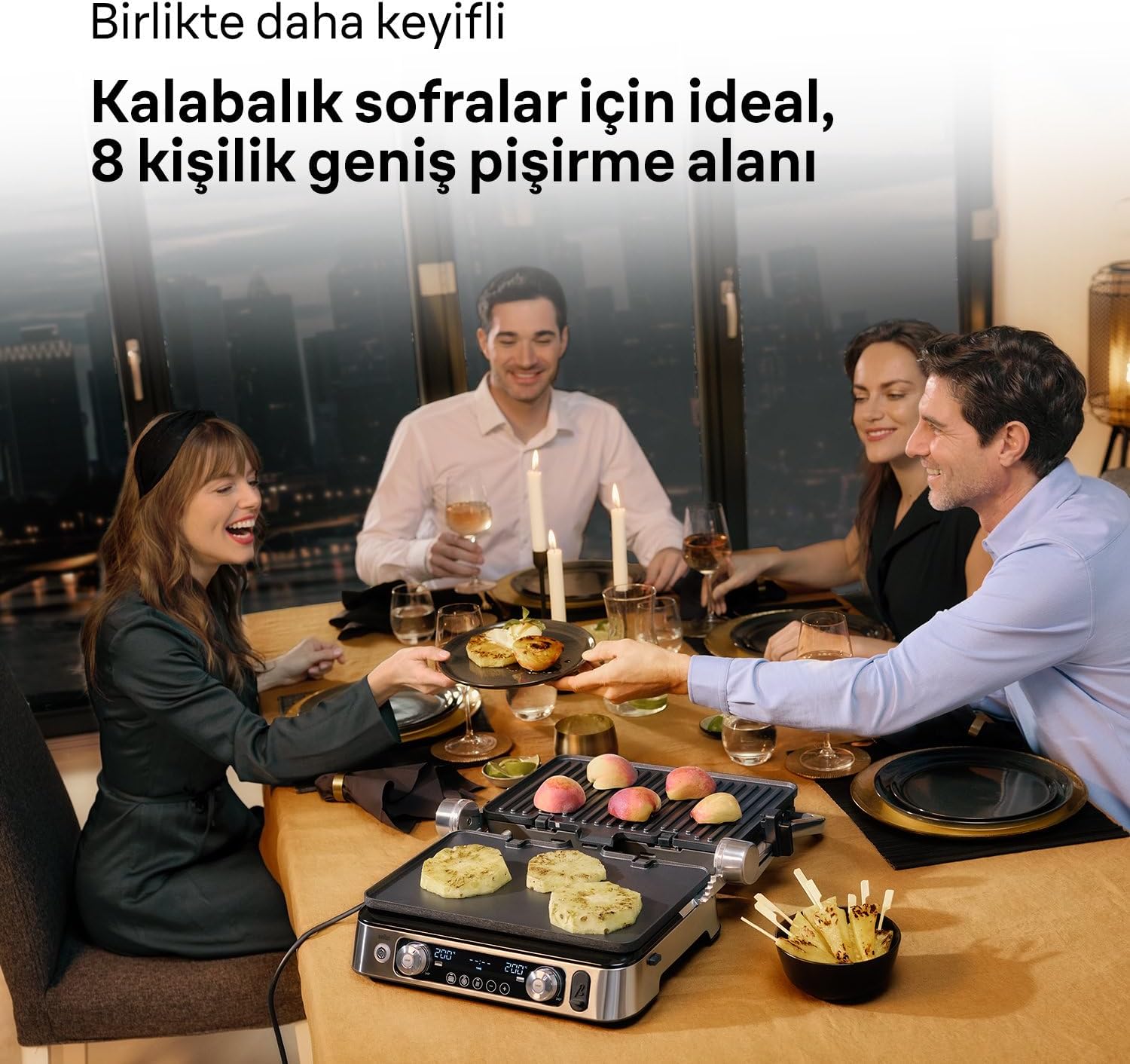 Braun CG9167 Multigrill 9 Pro with independent temperature controls for cooking different foods simultaneously on separate plates.