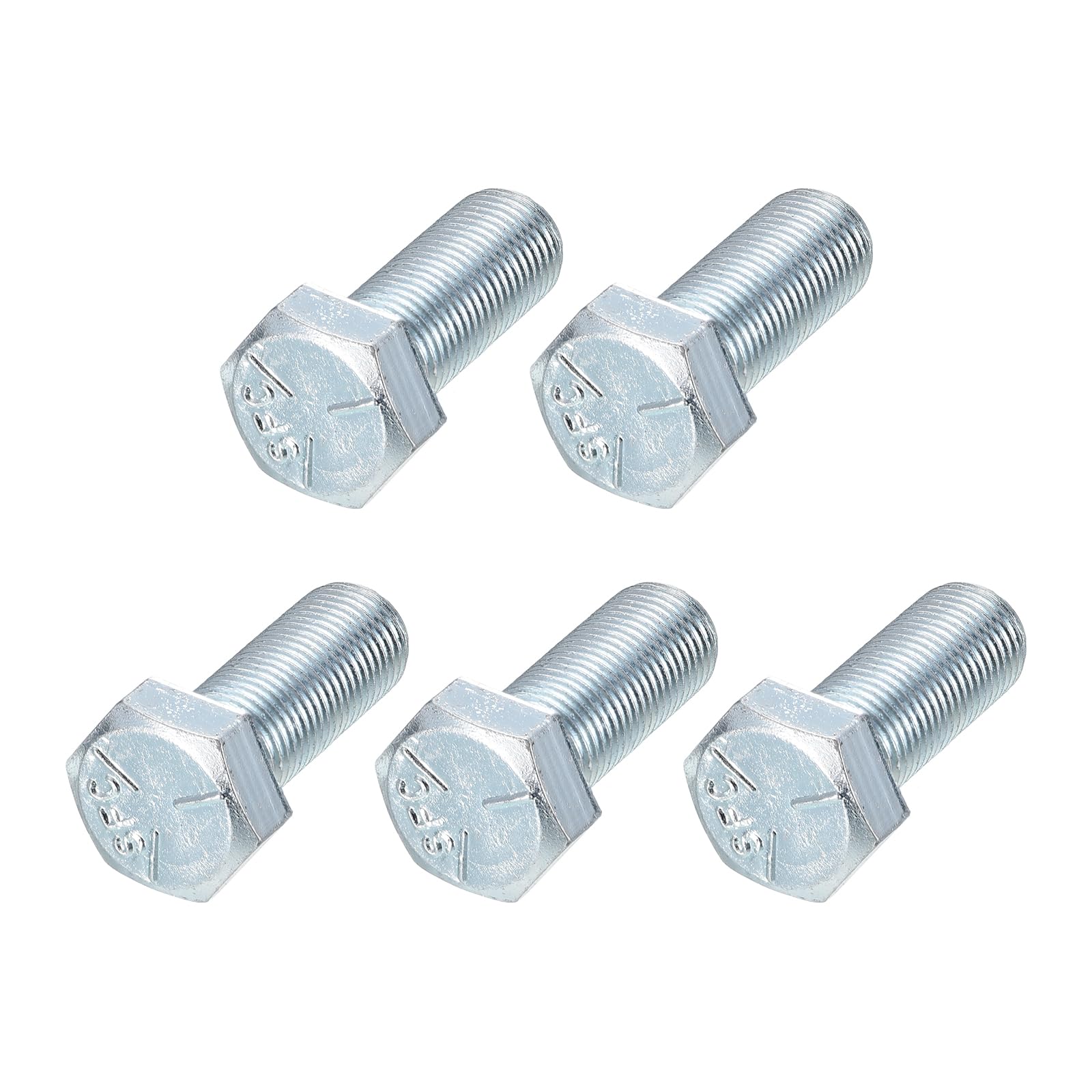 METALLIXITY Hex Bolts (1/2-20x1-1/4) 5Pcs, Carbon Steel Zinc Plated Fully Threaded, UNF Fine Thread Hex Head Screw Bolt - for Furniture Repair, Silver