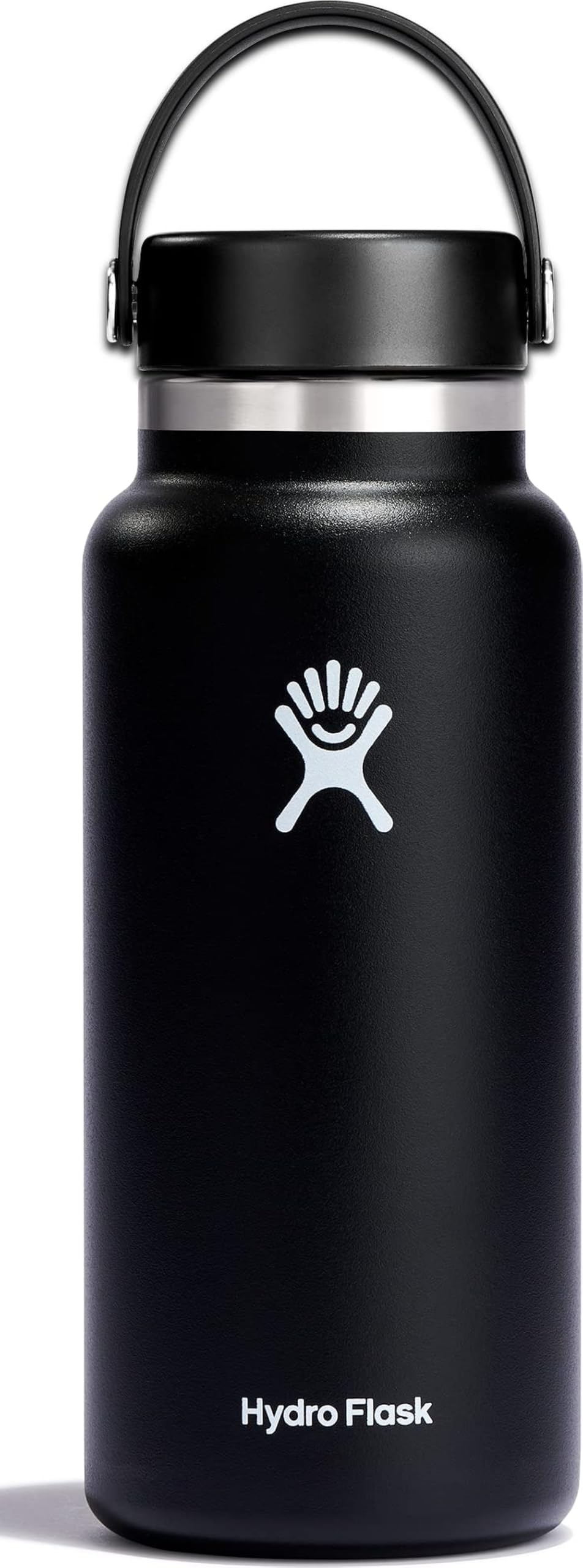 Hydro Flask Water Bottle - Insulated Stainless Steel - Wide Mouth Flex Lid, Non Spill, Leakproof and Refillable in 32 Oz Black