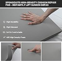 Vista 3 de Soporte de cojín de sofá para asiento caído, 20 x 20 pulgadas, tablero de soporte de cojín de espuma curvada de alta densidad, soporte de sofá