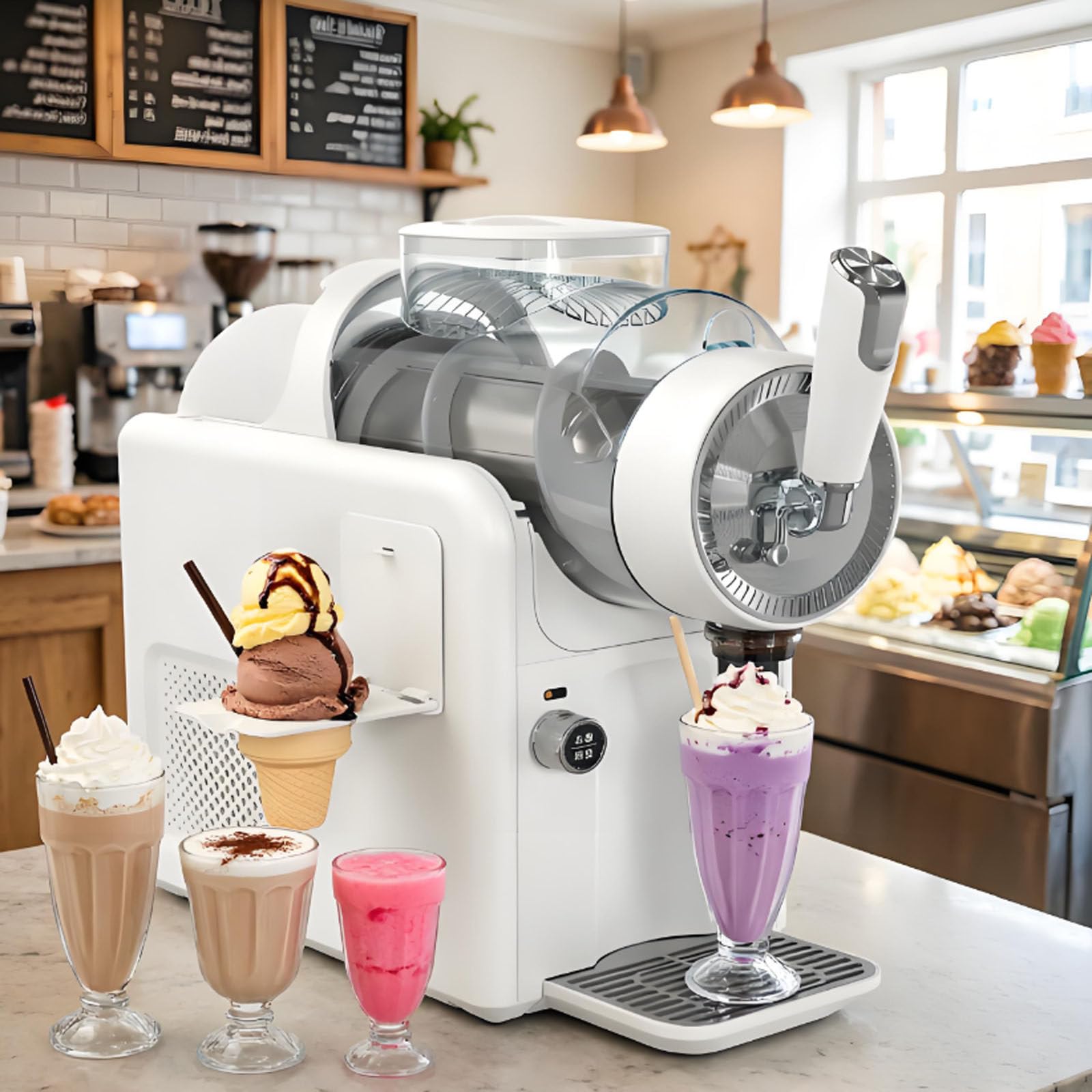 smafoseedding 2026 Slushie Machine,185w Soft Serve Ice Cream Maker, 2L Slushy Maker,No Ice Needed, Self-Cleaning, 5 Presets for Soft Serve, cold Drink, Milk Shake, Margaritas, Frappés and More White
