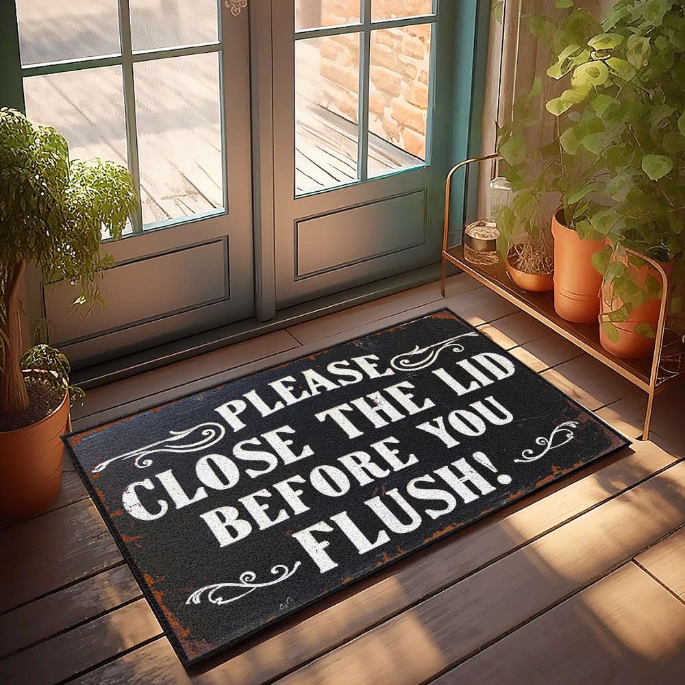 XYBH Doormats For Indoor Entrance Home Please Close The Lid Before You Flush! Doormat Front Door Welcome Mat Pool Decor(40X60CM)