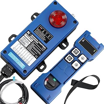 NEWTRY Crane Remote, 12V 4 Button Wireless Crane Remote Control Industrial Crane Controller Hoist Truck Remote 328FT Electric Lift Switch Blue
