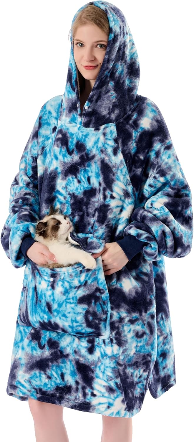 Krifey Wearable Blanket Hoodie, Oversized Sherpa Hooded as Birthday Gifts for Mom Women Girlfriend Men, Cozy Sweatshirt with Giant Pocket