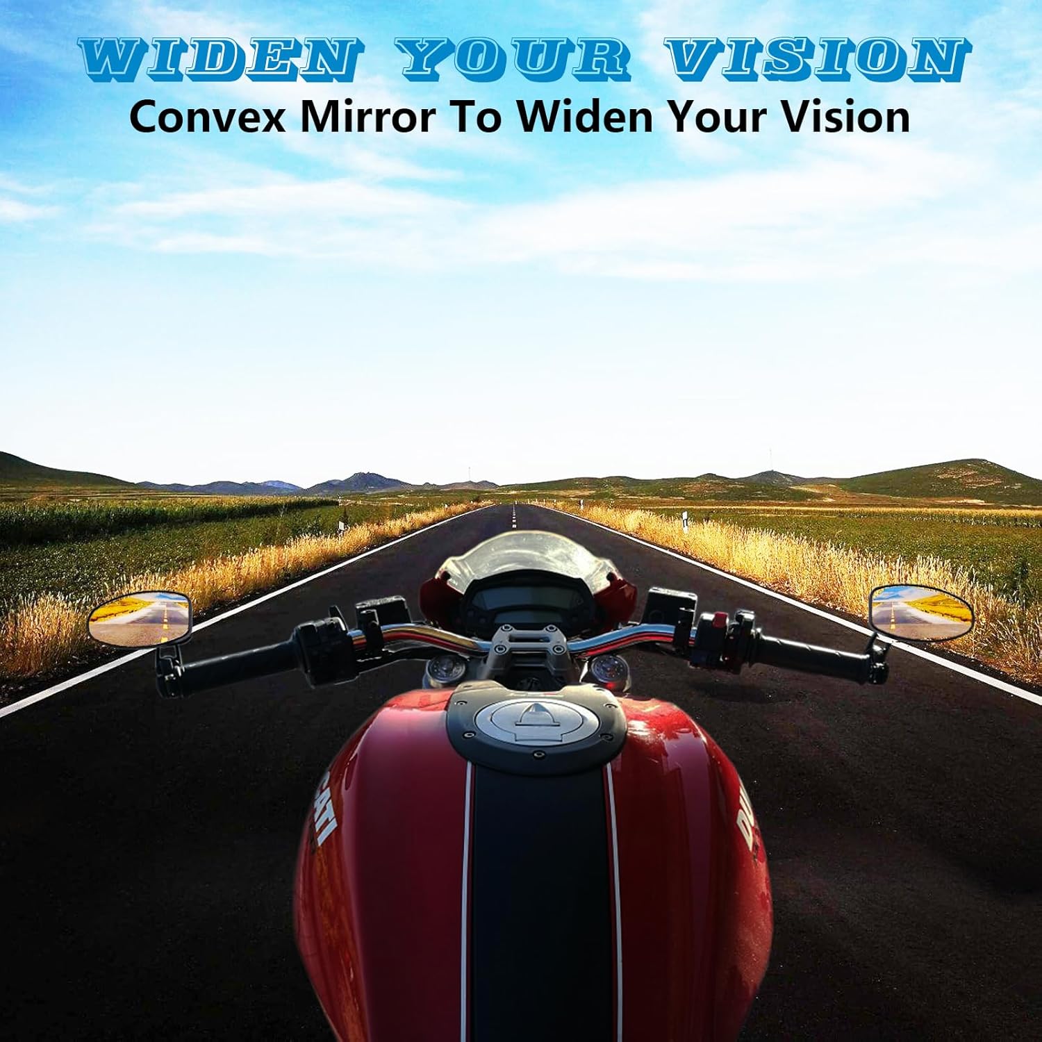 Universal Motorcycle Mirrors-Bar End Side Mirror Compatible with Honda, Scooter, Suzuki, Yamaha, Kawasaki, Victory，Street Road Bike and More(Blue Glass)