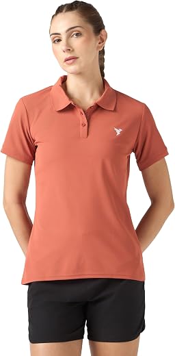 TECHNOSPORT Womens Polyester Slim Fit Solid Half Sleeve Polo Matpiq T-Shirt with Techno Dry, Anti Static for Regular Use