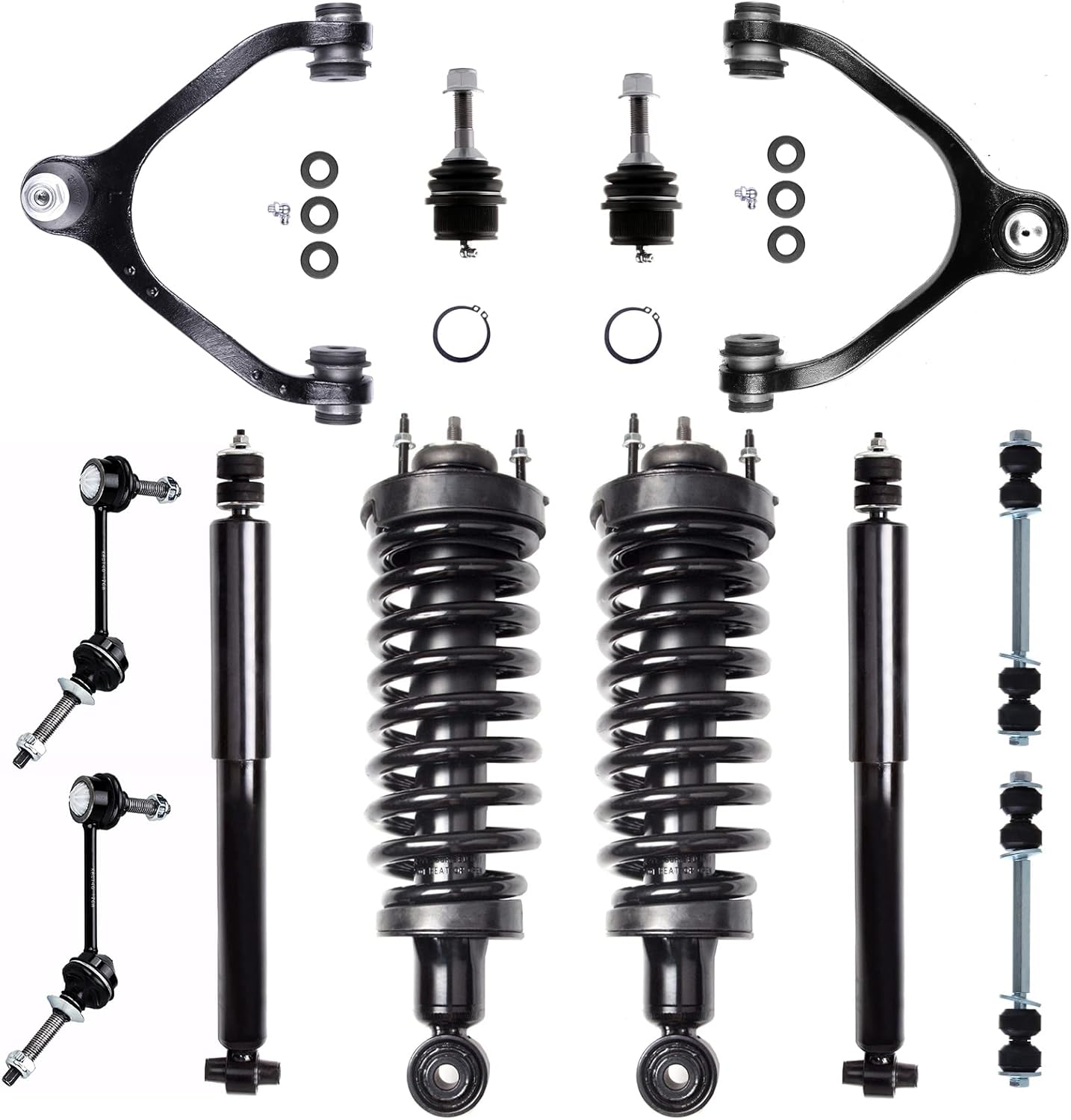 SCITOO - (12pcs) Front Complete Struts Assembly Control Arm and Ball Joint Assembly Rear Shock Absorber Stabilizer Bar Link Kit fit for Ford for Crown Victoria 2003-2011