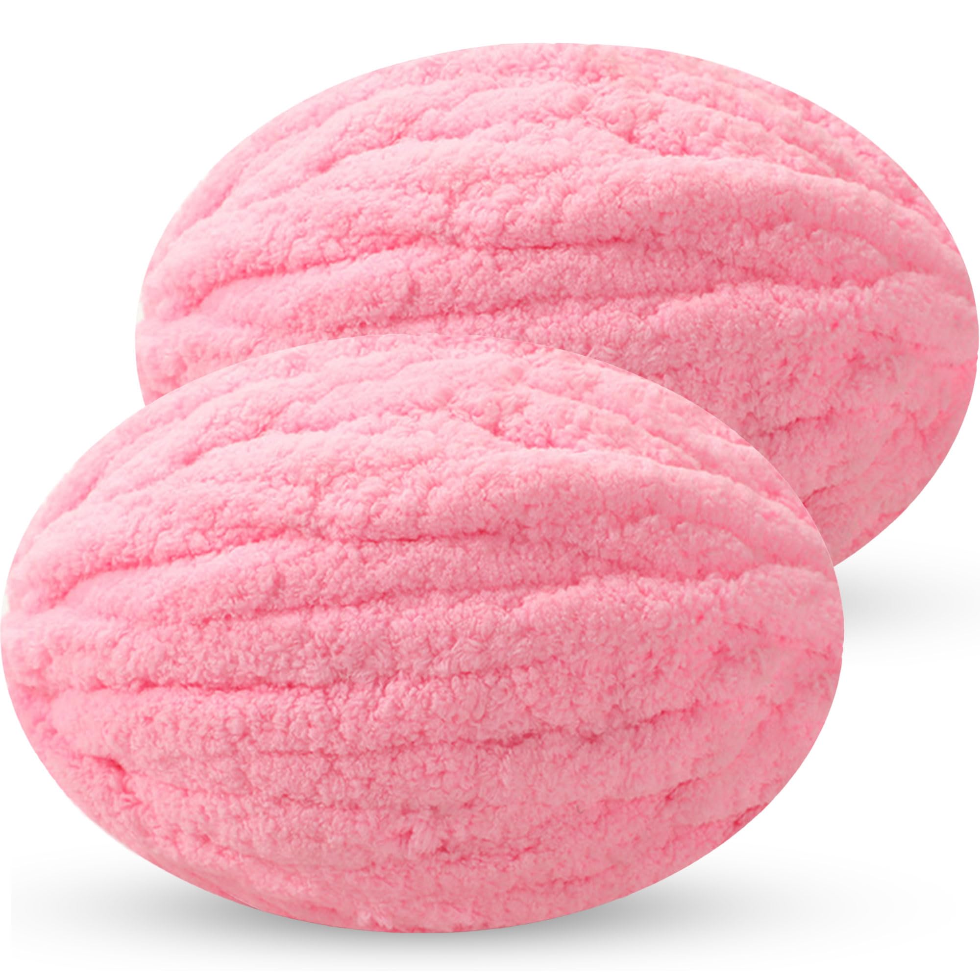 DISDADA Chunky Yarn for Hand Knitting 2 Γ 250g, Fluffy Thick Jumbo Wool Yarn Blanket (Pink)