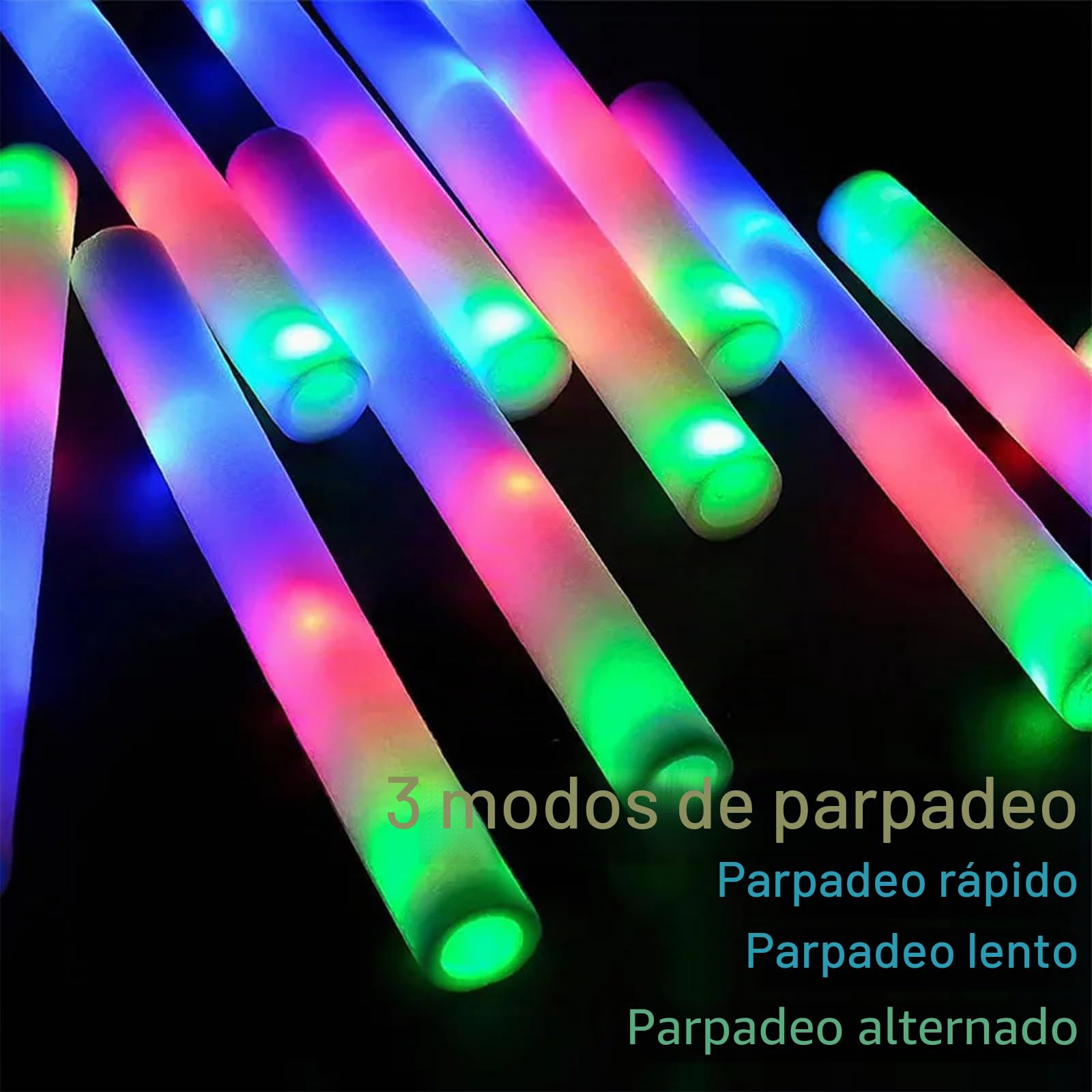 Palos de Espuma Luminosos, 40pcs Palos de Espuma LED,Barras Luminosas Fluorescentes Palos Luminosos para Fiestas 3 Modos,para Cumpleaños y Festejos