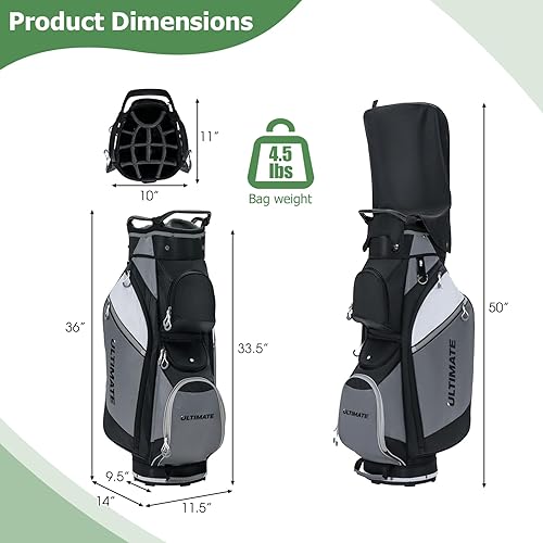 Vista 7 de Tangkula Bolsa de carrito de golf, bolsa ligera para palos de golf con divisores de 14 vías superior y bolsa refrigeradora, bolsillo impermeable