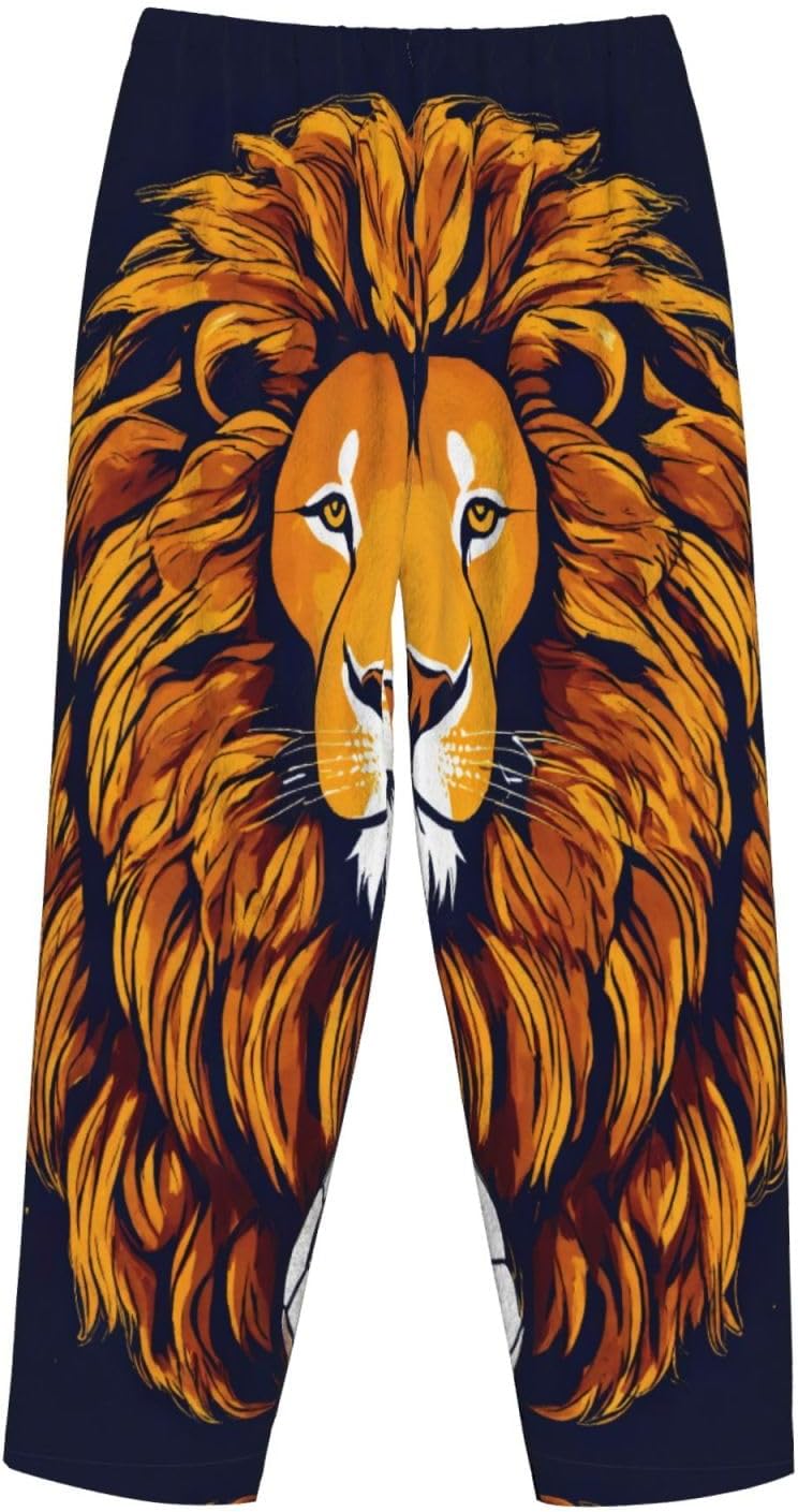 Cool Lion Print Cozy Women'S Flannel Pajama Pants,Perfect For Christmas And Everyday Comfort