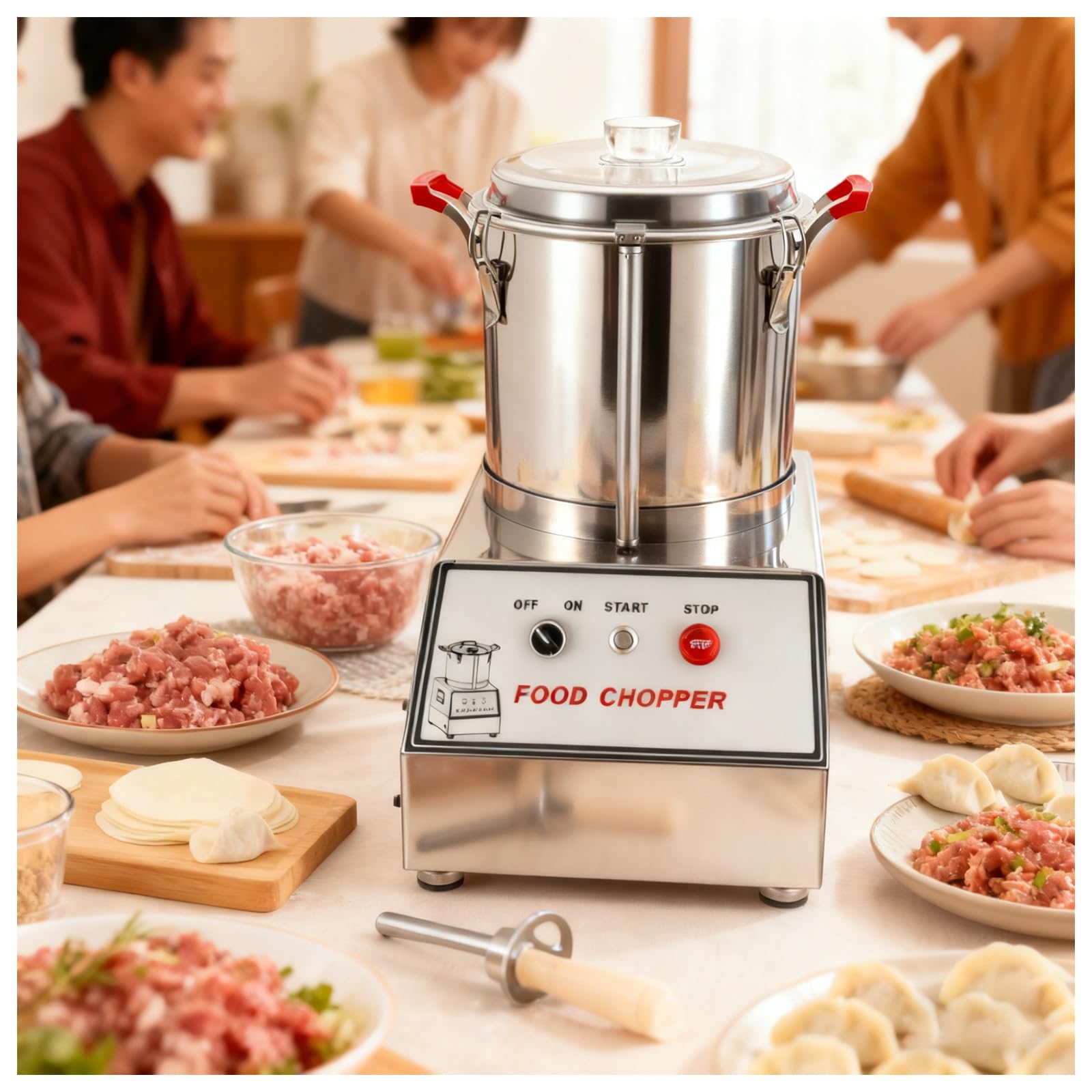 asdchZen Commercial Food Processor, Stainless Steel Heavy Duty Electric Vegetable Meat Chopper, Multifunction Food Chopping Machine, With Detachable Blades,10L
