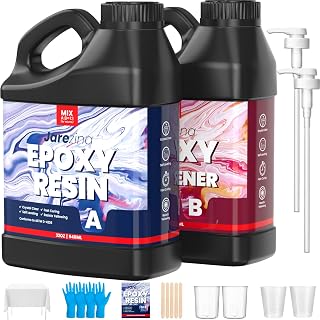 Jarezina 64oz Crystal Clear Epoxy Resin Kit - Bubble-Free, UV Resistant, Self-Leveling 1:1 Mix for Art, Jewelry, Wood & Molds