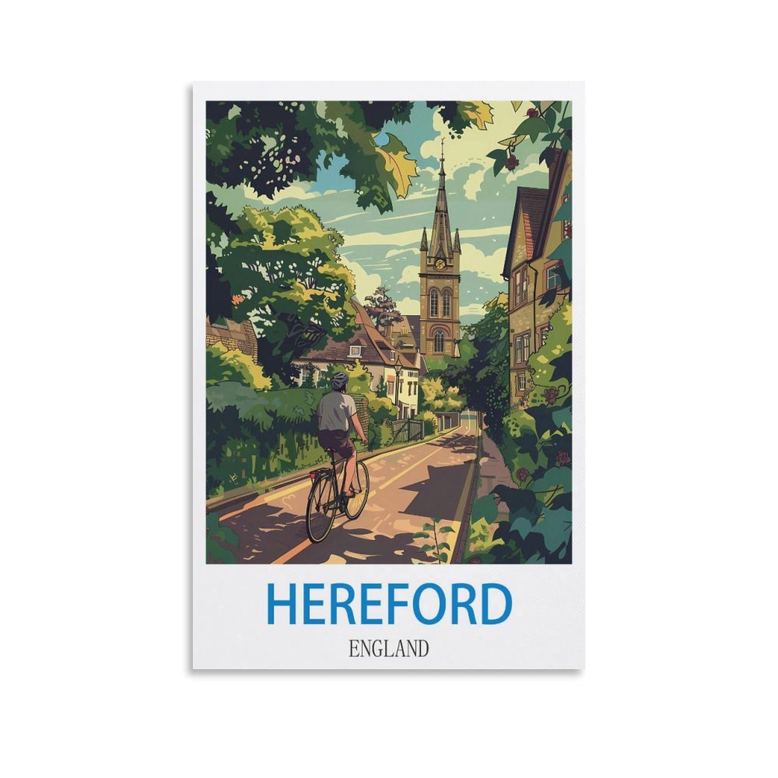 Zhilijing Unframe-Style Hereford England Vintage Travel Posters 12X18inch(30X45cm) Decorative Painting Canvas Wall Posters And Art Picture Print Modern Family Bedroom Decor Posters