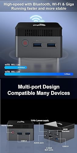 Miniatura 7 de youyeetoo Mini PC, 11 generación 10 nm N5105 computadora portátil pequeña, Intel, 8 GB de RAM, 128 GB SSD mSATA, Mini computadora de escritorio,