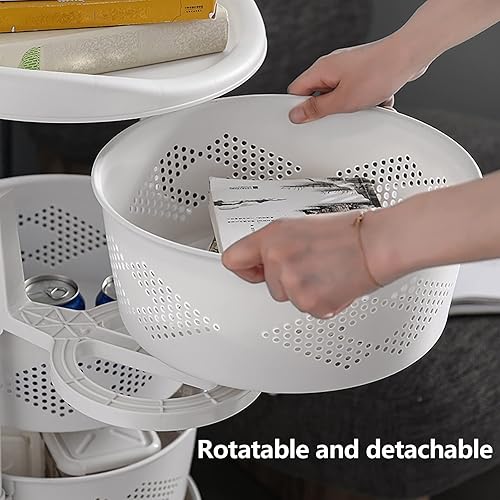 Miniatura 4 de Estante giratorio de almacenamiento de cocina de 4 niveles, cesta de almacenamiento de frutas y verduras, organizador multicapa de acero al carbono,