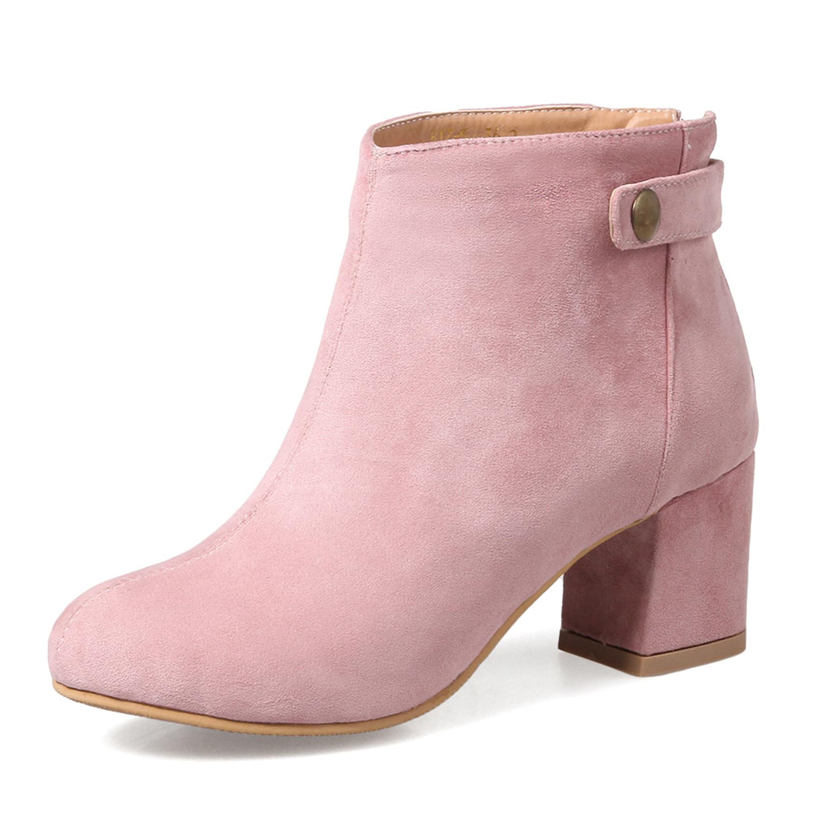 Botines para mujer de tacón ancho y punta redonda marca Onewus 8