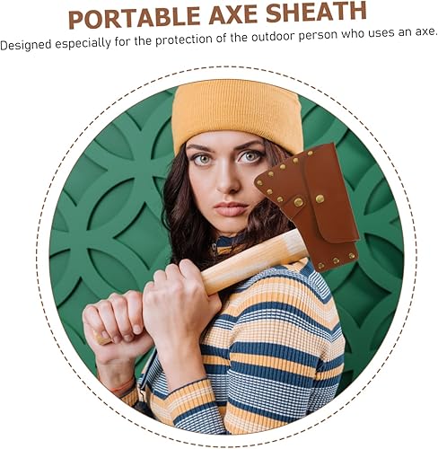 Miniatura 5 de DOITOOL Funda de cuero hacha de cuero de cuero herramienta de cuero cubierta de camping funda portátil hacha cubierta protectora suministro de cuero
