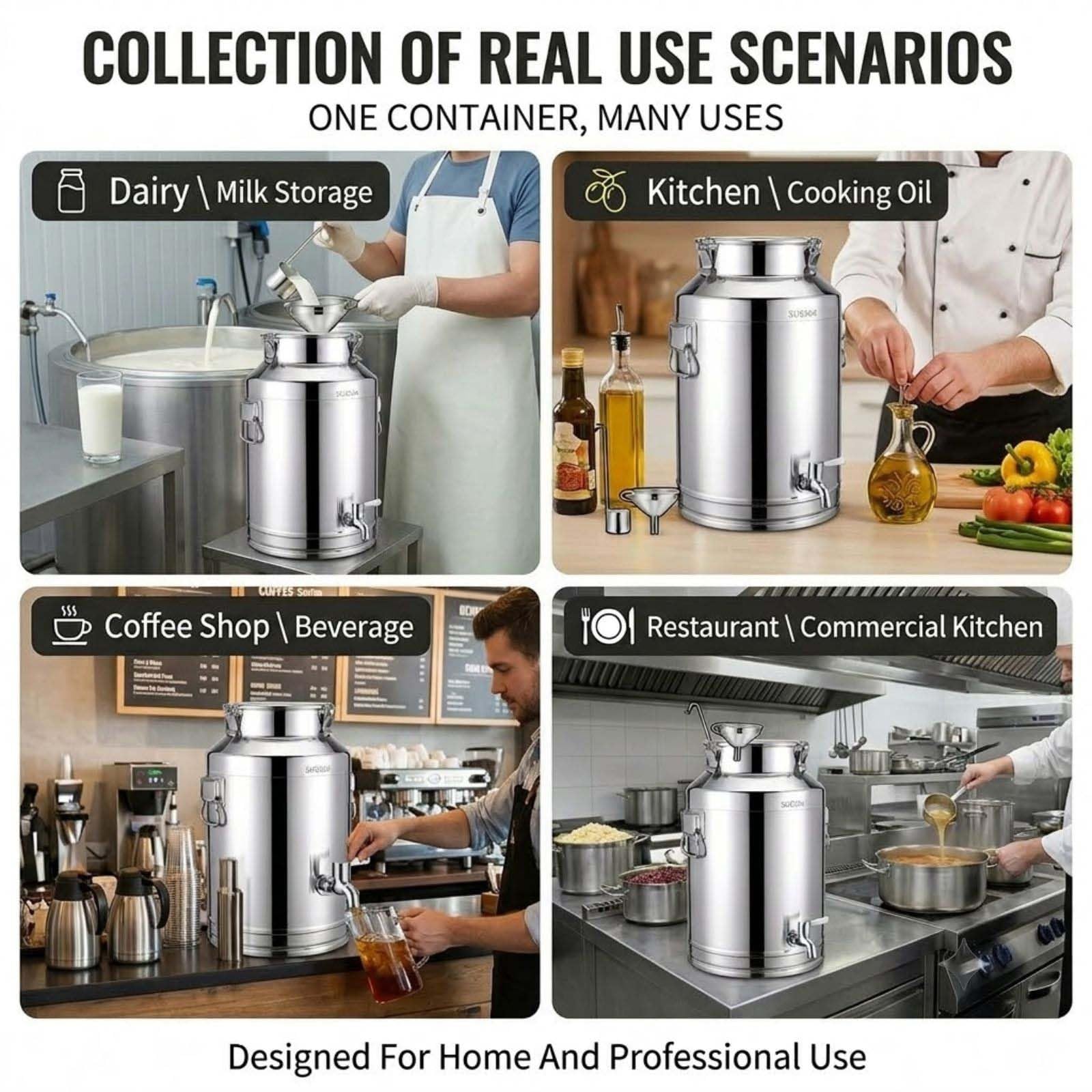 Dispensador de Bebidas y Agua de Acero Inoxidable 304 con Grifo | Barril Hermético 5L-120L para Aceite, Leche y Bebidas, Fácil Llenado para Uso Hogar y Comercial(68Liter)