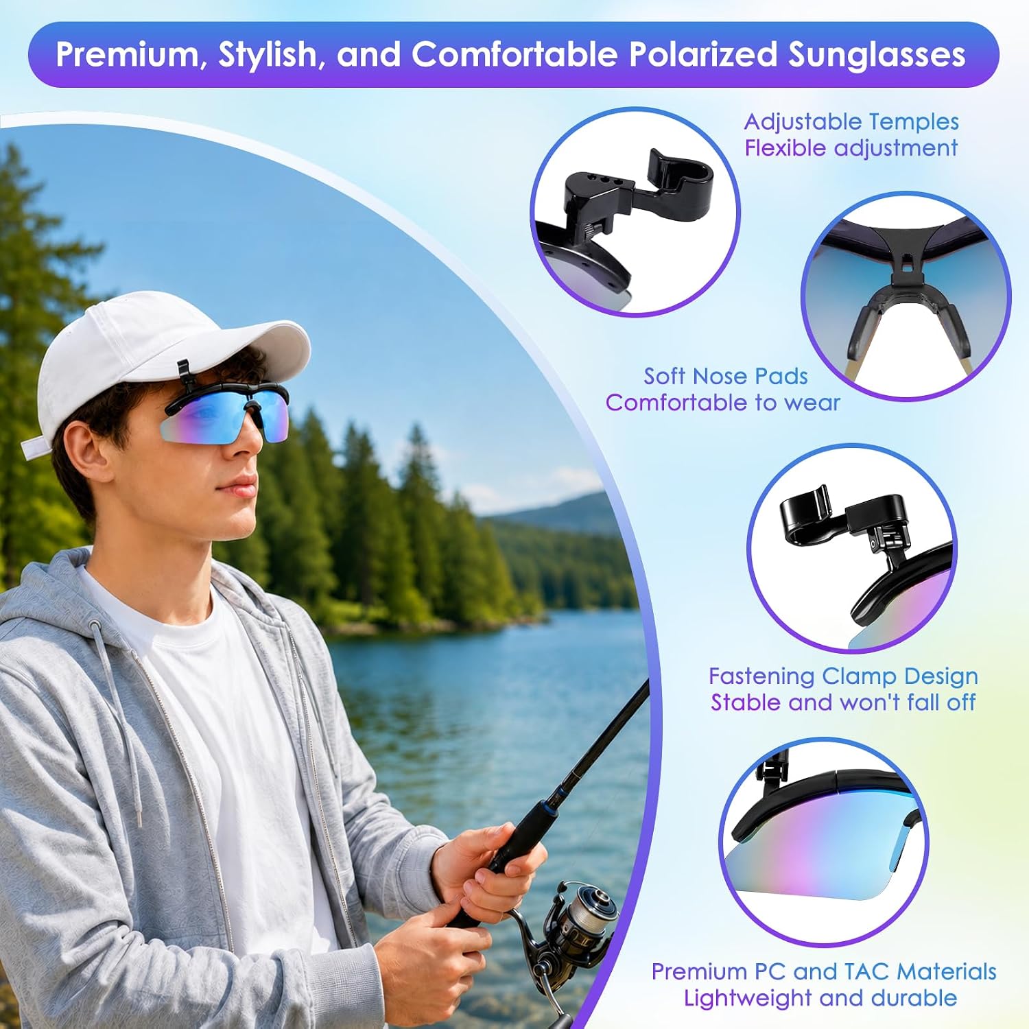 DEECOZY Outdoor Polarized Sunglasses, Fishing Cycling Traveling Flip Cover UV Protection Sunglasses That Can Clip on the Cap image 2