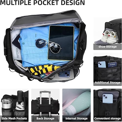 Miniatura 4 de Bolsa de gimnasio para hombres y mujeres con compartimento para zapatos, bolsa de lona convertible y mochilas de gimnasio, bolsa de gimnasio para