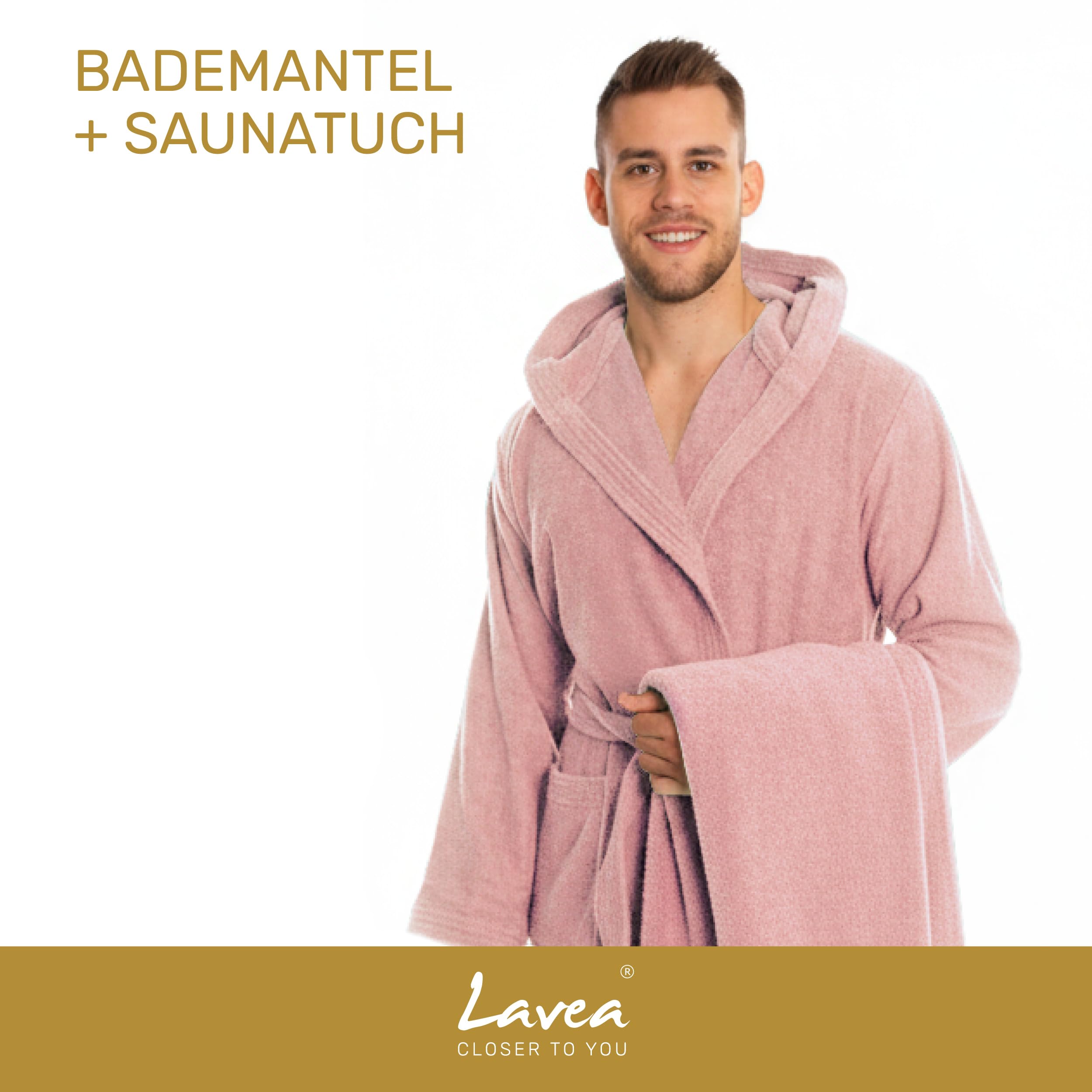 Lavea® Mexico Bademantel XXL & Saunatuch 80x200 cm - Altrosa
