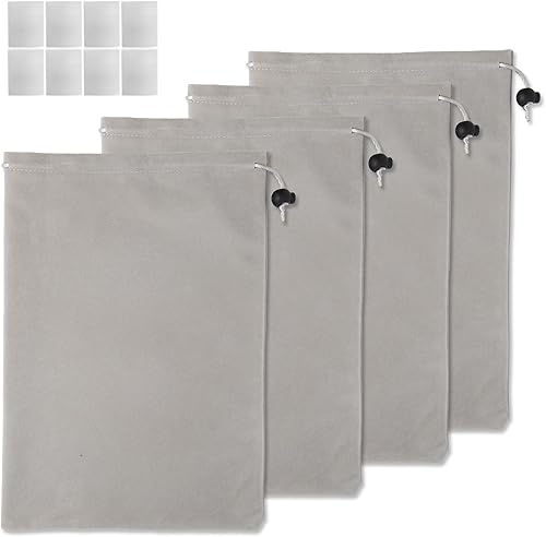 Bolsas de juguetes de almacenamiento de doble cara para adultos (tamaño grande de 8.6 x 11.8 pulgadas, 4 unidades), bolsa de microfibra con cordón,