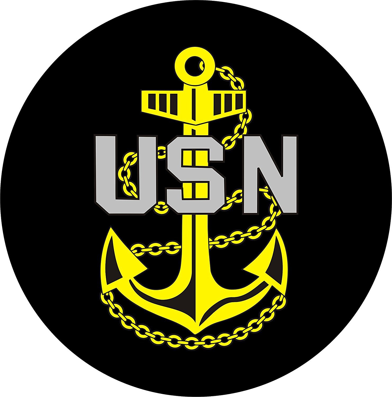 Tire Cover Central 285/70R17 , Black USN Navy Anchor Tire Cover for