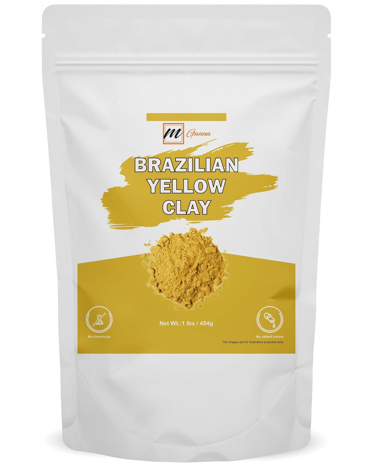 100% Natural Brazilian Yellow Clay Powder for Skin Firming, Creams and Soap Making 1 LBS / 454 GMS