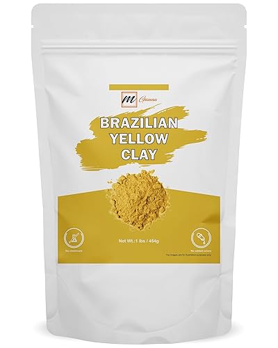 Polvo de arcilla amarilla brasileña 100% natural para antienvejecimiento y reafirmante de la piel, cremas y fabricación de jabón, 1 libra454 GMS