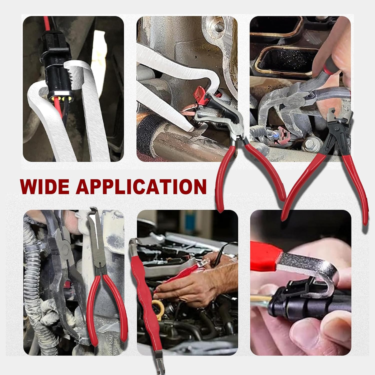4Pcs Electrical Disconnect Pliers Kit,Automotive Electrical Terminal Connector Separator Removal Tool,Electrical Disconnect Tool,Electrical Plug Connector Disconnect Tool,Hose Clamp Pliers(Red)
