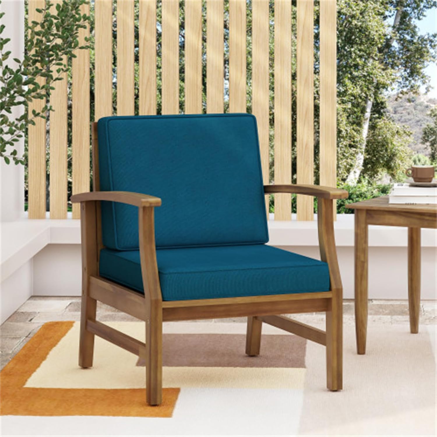 Modern 2 Piece Backrest Patio Chair with Cushion Dark Brown Chair Lounge Chair Balcony Lounge Chair Modern Guest Chair Hotel Restaurant Backrest Chair