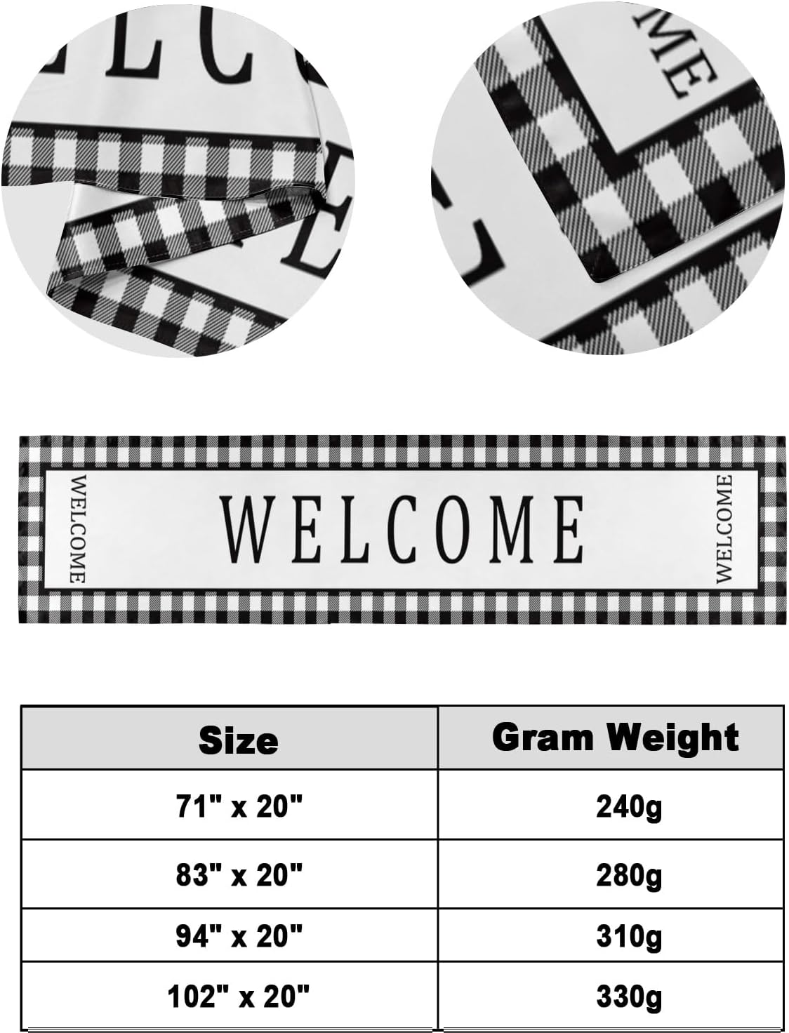 Teamery Bed Runners & Scarves, Welcome Black and White Lattice Bed Runner, Bed Scarf Protector Decorative Accent Bedding Scarf for Hotels Homes and Guestrooms, 102 x 20 inches