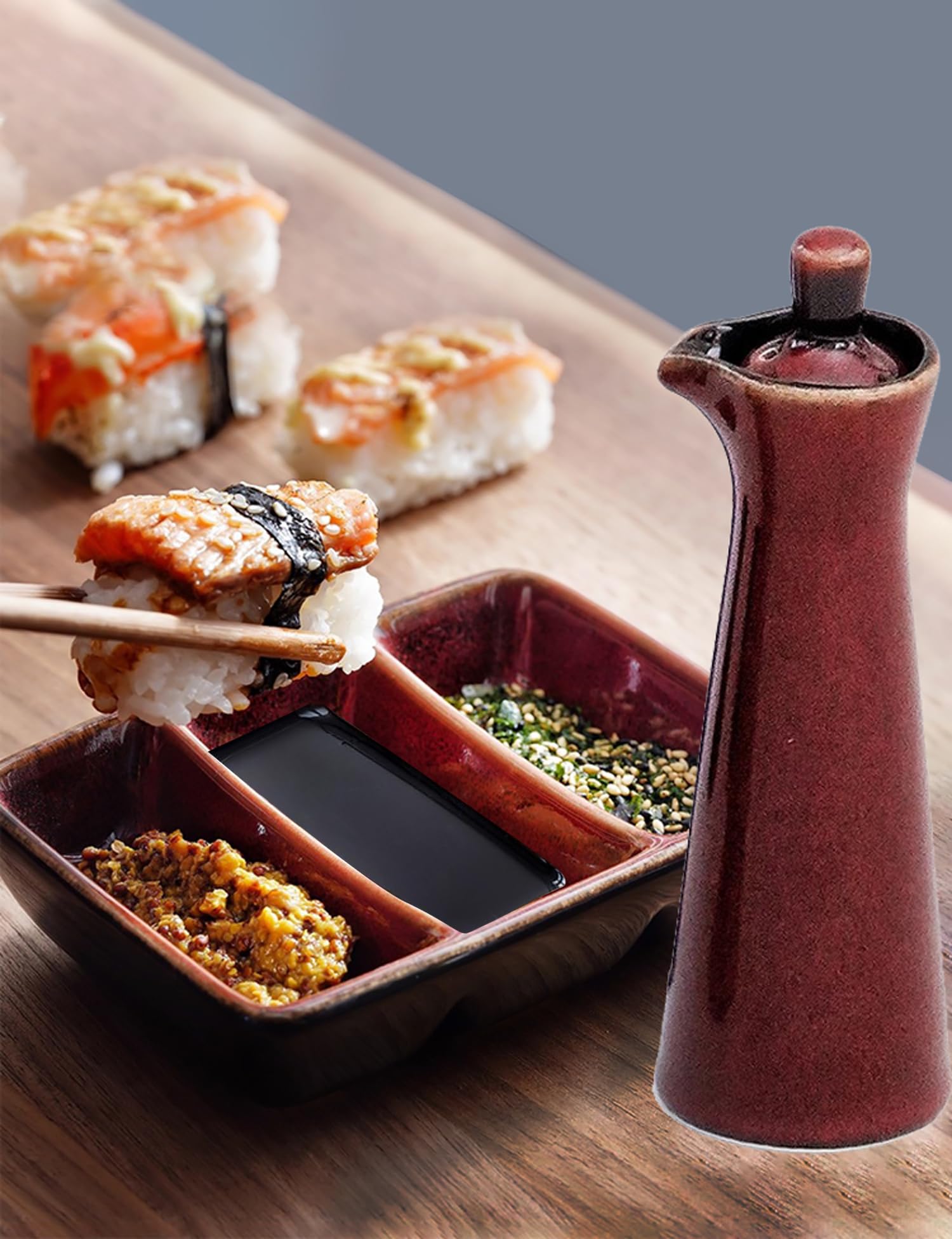 Dispensateur à Sauce Soja En Céramique 180ml - Style Chinois Avec Bec Verseur Pour Cuisine