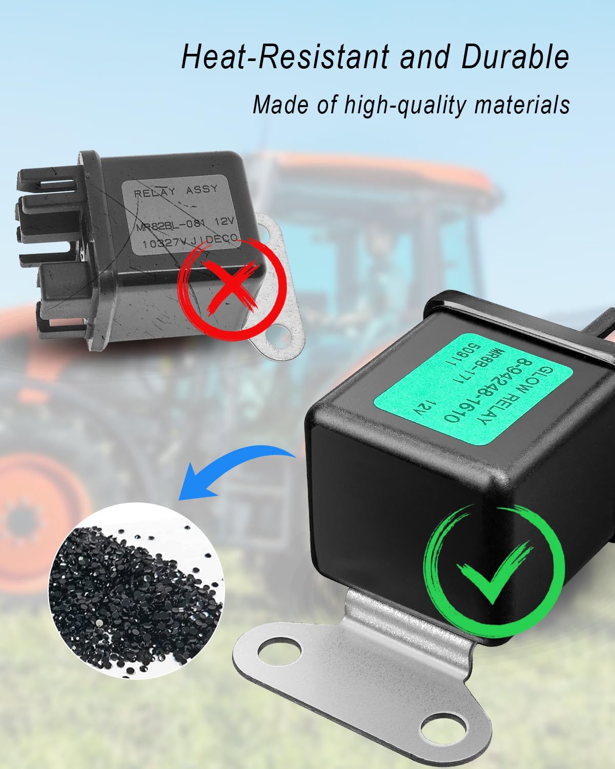 Glow Plug Relay & Controller Kit Fit for Kubota D902 D905 L3710 Replace 16415-65600 16415-65660 16415-65662