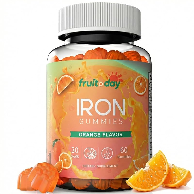 Fruitoday Suplemento de Ferro em Gomas com Bisglicinato Ferroso, Vitamina C e 40 mg, 60 gomas