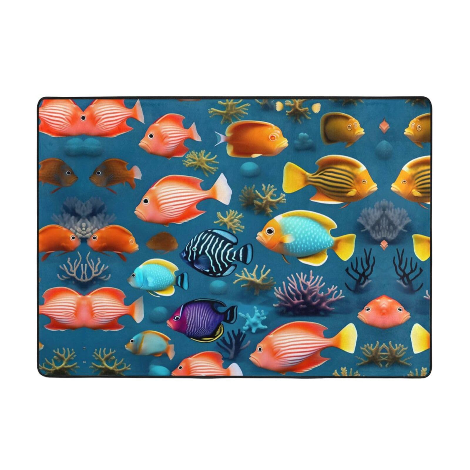 Tapis poisson sous-marin grand format antidérapant pour descente de lit et salon